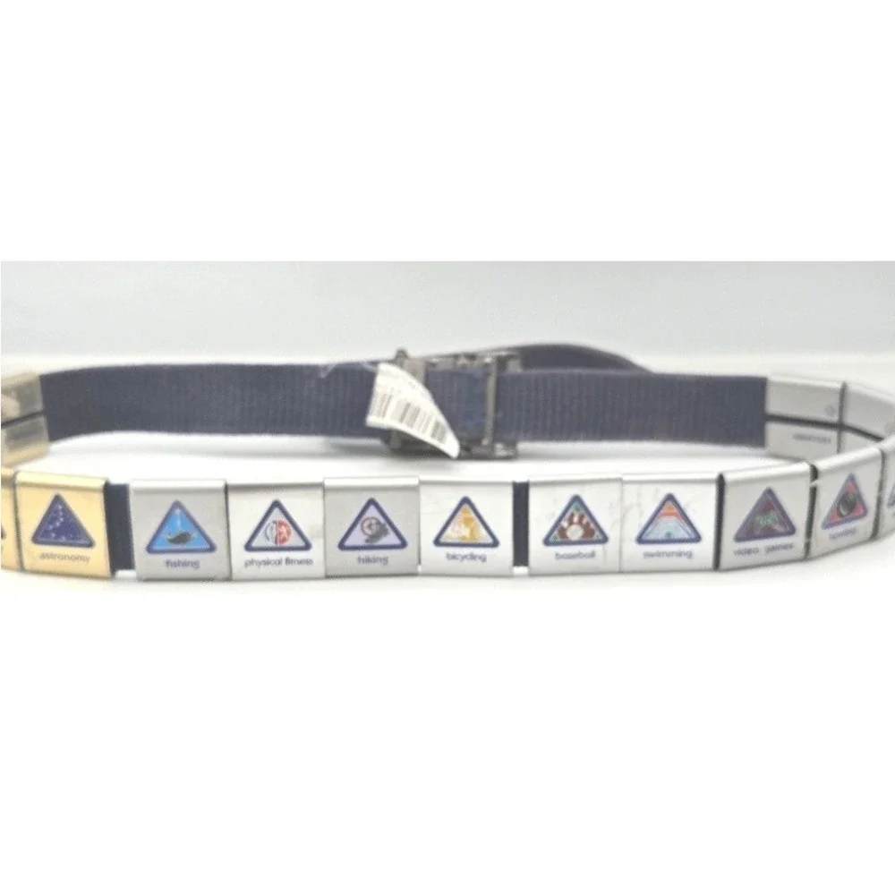 Vintage BSA Cub Scout Blue Web Belt Loaded with Metal Academics Sports Loops